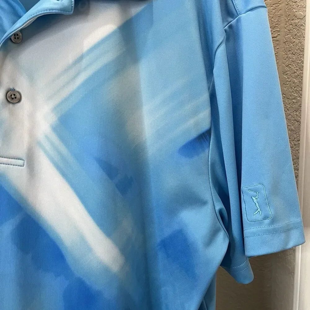 PGA Tour Pro Series Athletic Fit Polo Golf Shirt Blue Green Mens Size XL